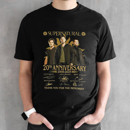 Supernatural 20th Anniversary 2005-2025 Thank You For The Memories Signatures Shirts