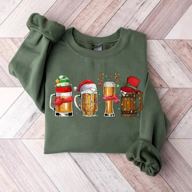 Merry Christmas Beers 100% Cotton T-shirt/Sweatshirt - Unisex Style - Menswear, Top