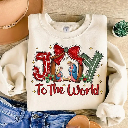 Joy To The World Cotton T-shirt/Sweatshirt for Women - Unisex Style - Womenswear, Top christmas sweatshirt