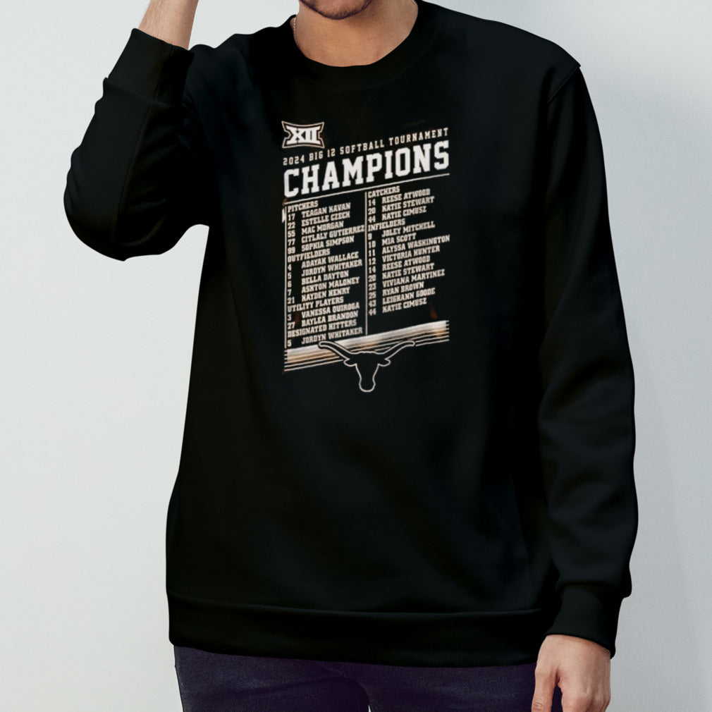 Texas Longhorns Champions 2024 Big 12 Softball Tournament List Name Players shirt