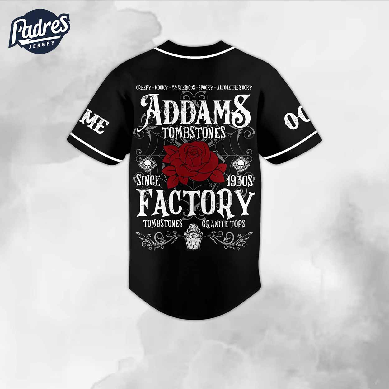 The Addams Family Tombstones Factory Custom Baseball Jersey - Padres Jersey Oasis: Elevate Your Baseball Style Game