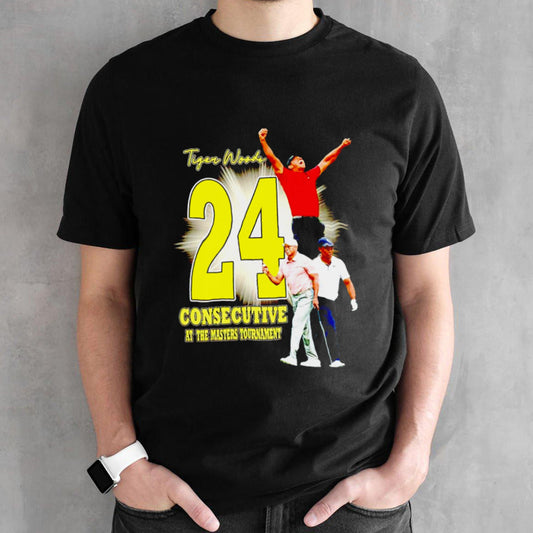 Tiger Woods consecutive at the masters tournament shirt