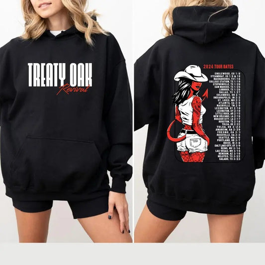 Treaty Oak Revival Tour Hoodie Fan Gift Ideas Double Side Hoodie T-shirt Fun Shirt Sweatshirt Outdoor Tshirt Sweatshirt Hoodie For Men Streetwear