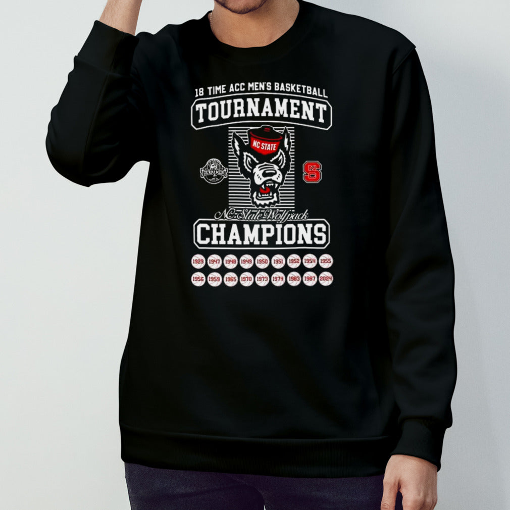 Uconn Huskies 18 Time Mensâ€™s Basketball Tournament Nc State Wolfpacks Back 2 Back 1999-2024 T-shirts