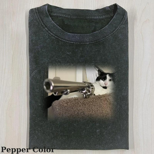 Vintage Cats And Guns T-Shirt, Fantasy Kitten Tshirt, Cute Cat Shirt, Cool Cat Tshirt, Love Cat Tshirt, Meme Cringe Funny Dumb Shirts, Unisex Shirt Menswear Womenswear Streetwear