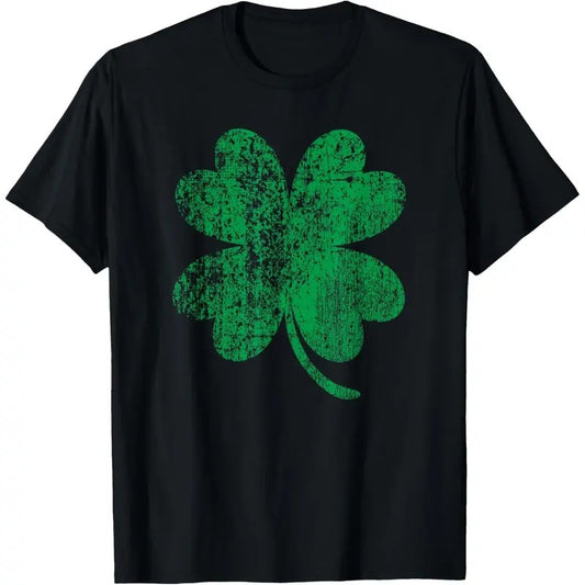 Vintage Faded Retro Four Leaf Clover St Patricks Day T-Shirt made in USA
