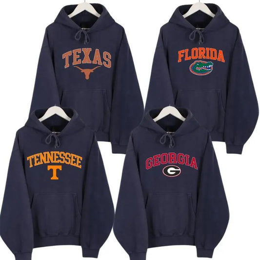 Vintage Sport Teams NCAA Collection Unisex Crewneck Sport Navy Color Hoodie, Graphic Team Collection Hoodie, Gift For NCAA Fan Sport, Texas, Georgia men's  sweatshirts vintage  clothing graphic  hoodies