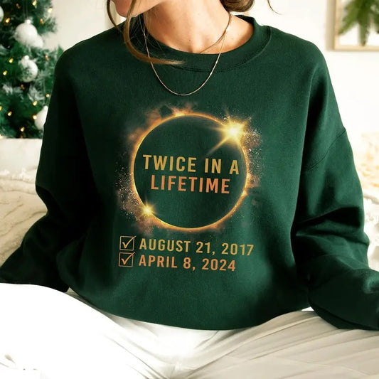 Vintage Total Solar Eclipse Twice In A Lifetime 2017 2024 Shirt, April 8 2024, USA Map Path of Totality, America Eclipse Souvenir Gift