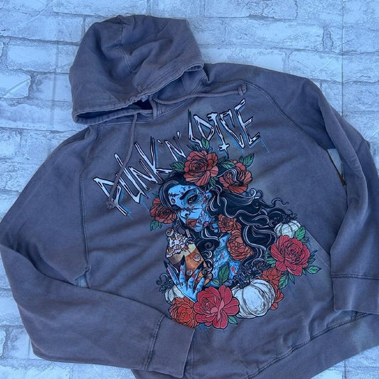 Vintage Washed Hoodie - Punk N Spice Halloween, Pumpkin Spice, Alt Fashion, Goth, Zombie, Halloween, Scary, Rock, Punk, Metal