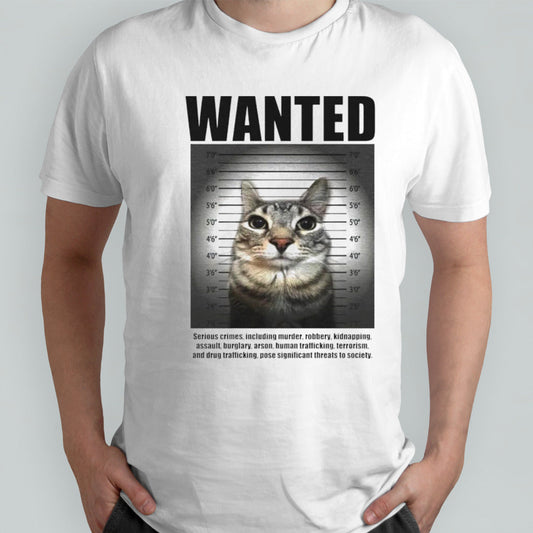 Wanted cat mugshot shirts