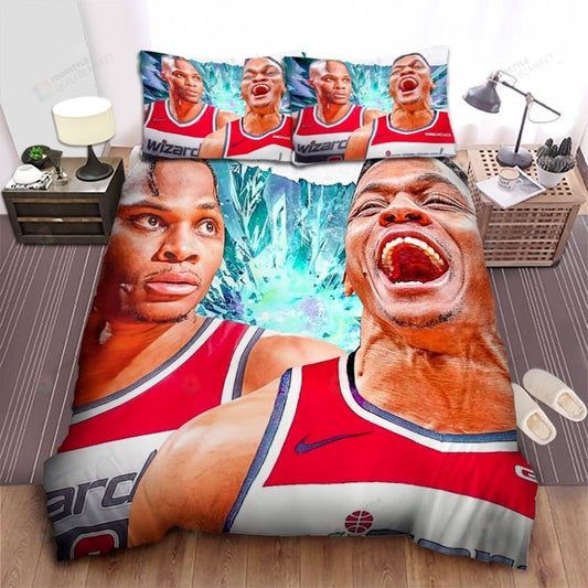 Washington Wizards Russell Westbrook Photo Collage Bed Sheet Spread Comforter Duvet Cover Bedding Setss