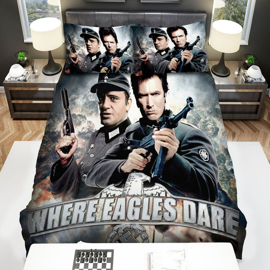 Where Eagles Dare Movie Poster 2 Bed Sheets Duvet Cover Bedding Setss