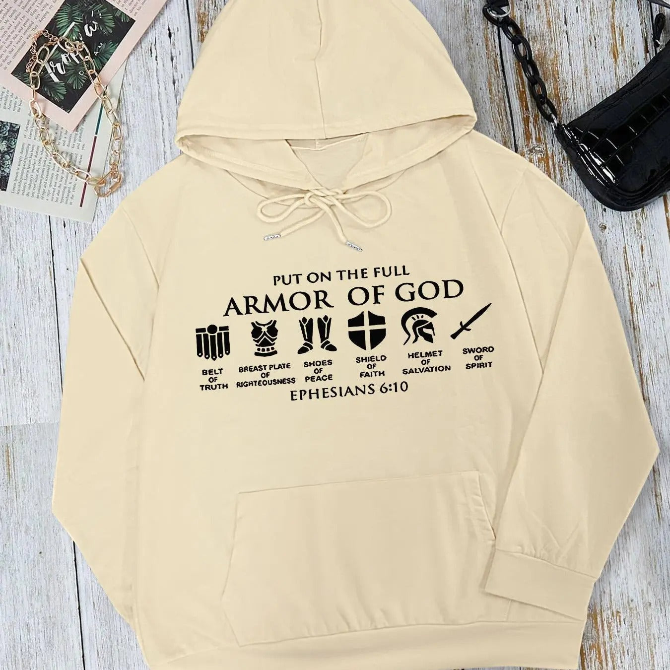 Women's Letter Graphic Drawstring Pocket Hoodie, Casual Long Sleeve Hooded Sweatshirt for Fall & Winter, Women's Clothes for Daily Wear