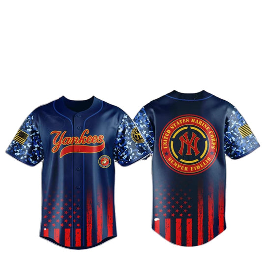 Yankees Marine Corps Military Appreciation Baseball Jersey 2025 - Grishko.com