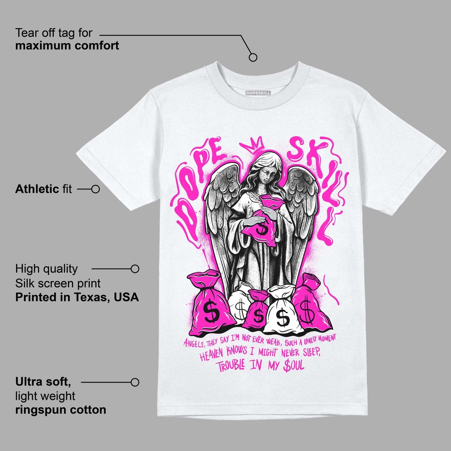 Dunk Low Active Fuchsia DopeSkill T-Shirt Angels Graphic