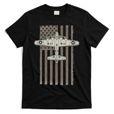B17 Bomber WW2 Plane Aircraft USA Flag Veteran Pilot Gift T-Shirt