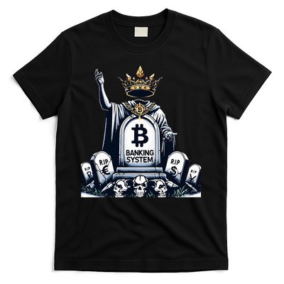 Bitcoin Crypto the new king Funny Vintage Banking System T-Shirt