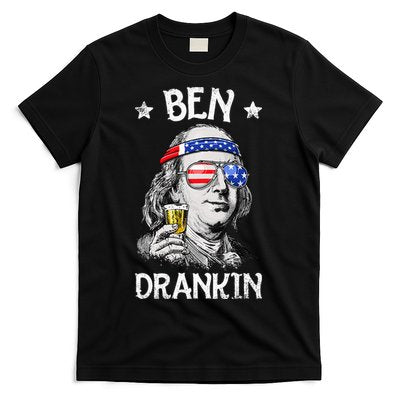 Ben Drankin 4th of July Benjamin Franklin Wo USA Flag T-Shirt