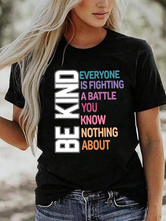 Women's Letter Print Round Neck Short Sleeve Graphic Tee,Â SummerÂ Clothes, Vintage Trendy Casual T-shirt for Daily Wear, Ladies All Seasons Outfit