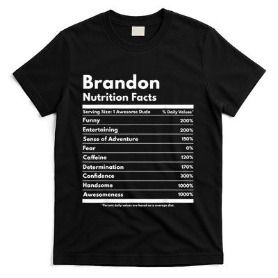 Brandon Gift Nutrition Facts Funny Personalized Name Brandon T-Shirt