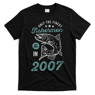Born In 2007 14 Years Old Vintage 14th Birthday Fisherman T-Shirt