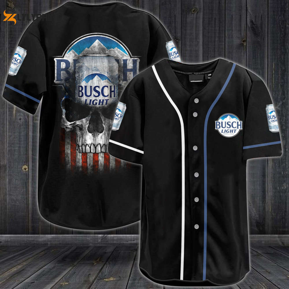 Busch Light Skull USA Flag All Over Print Unisex Baseball Jersey - lylyprint.com