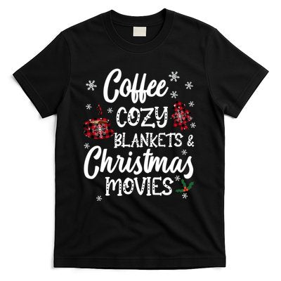 Coffee Cozy Blankets & Christmas Movies Red Plaid T-Shirt
