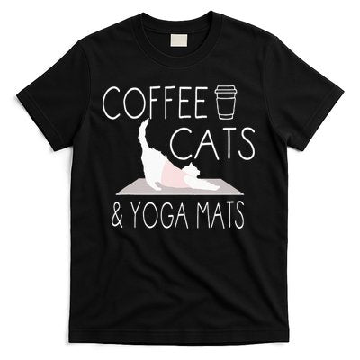 Coffee Cats & Yoga Mats Funny Gifts For Yoga Instructor T-Shirt
