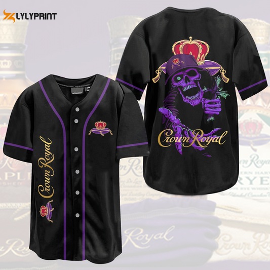 Crown Royal Death Skull All Over Print 3D Unisex Baseball Jersey - lylyprint.com