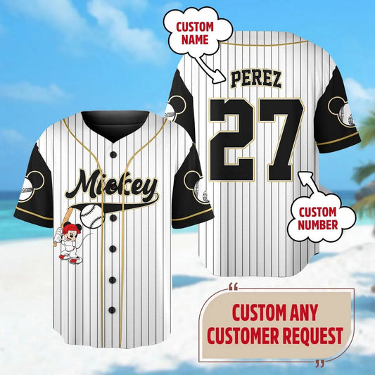 Custom Name Cartoon Disney Mickey Mouse White Basketball Jersey