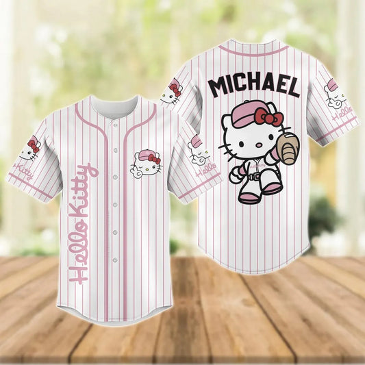 Custom Name Cute Hello Kitty Baseball Jersey
