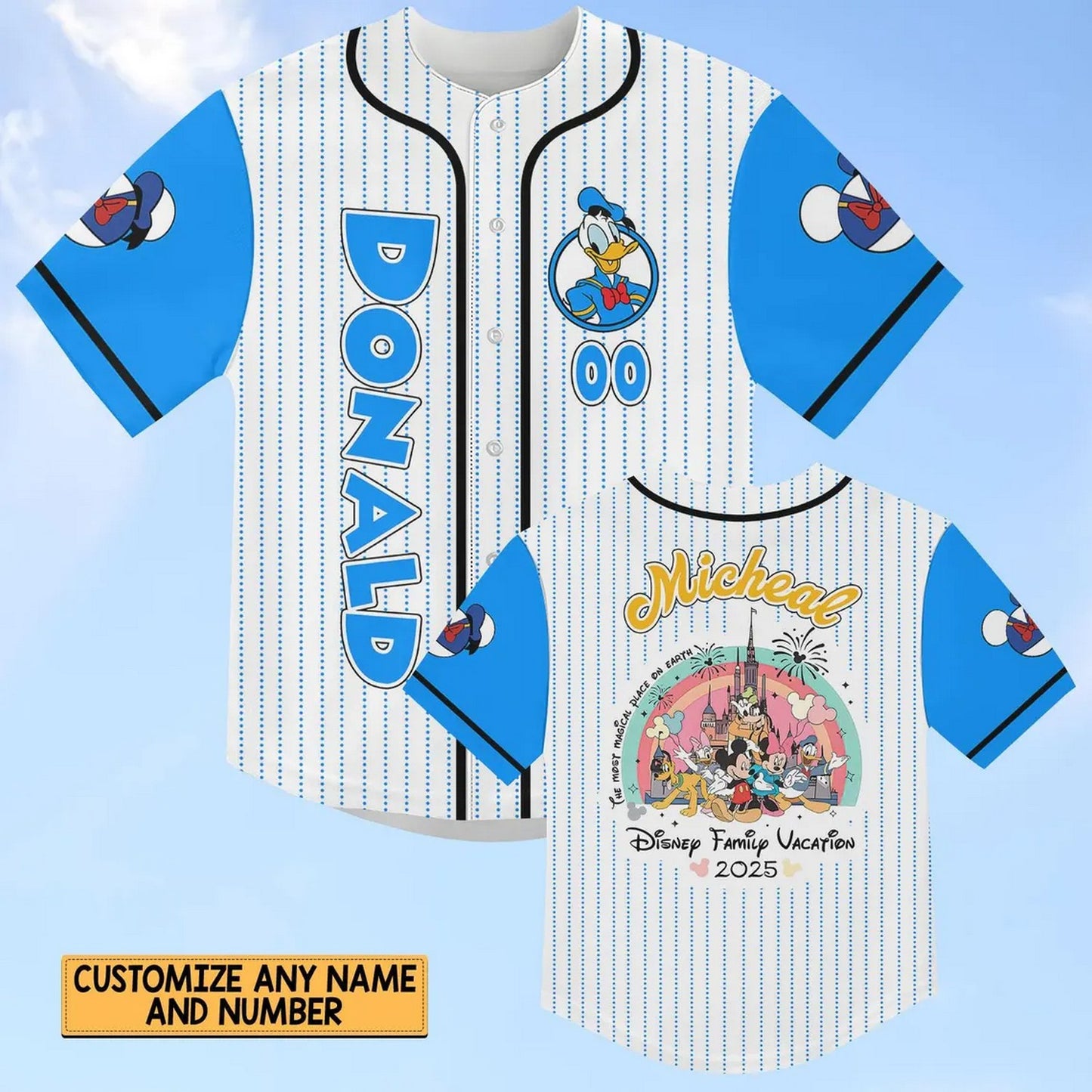 Custom Name Donald Disney Family Vacation 2025 Baseball Jersey