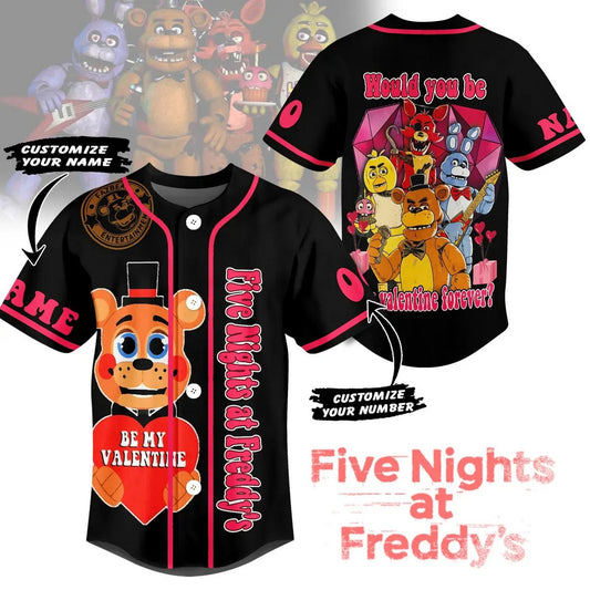 Custom Name Five Nights At Freddy's Be My Valentine Baseball Jersey