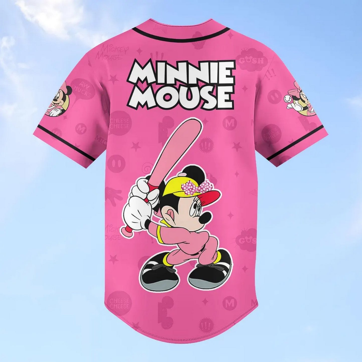 Custom Name Funny Minnie Mouse Pink Baseball Jersey