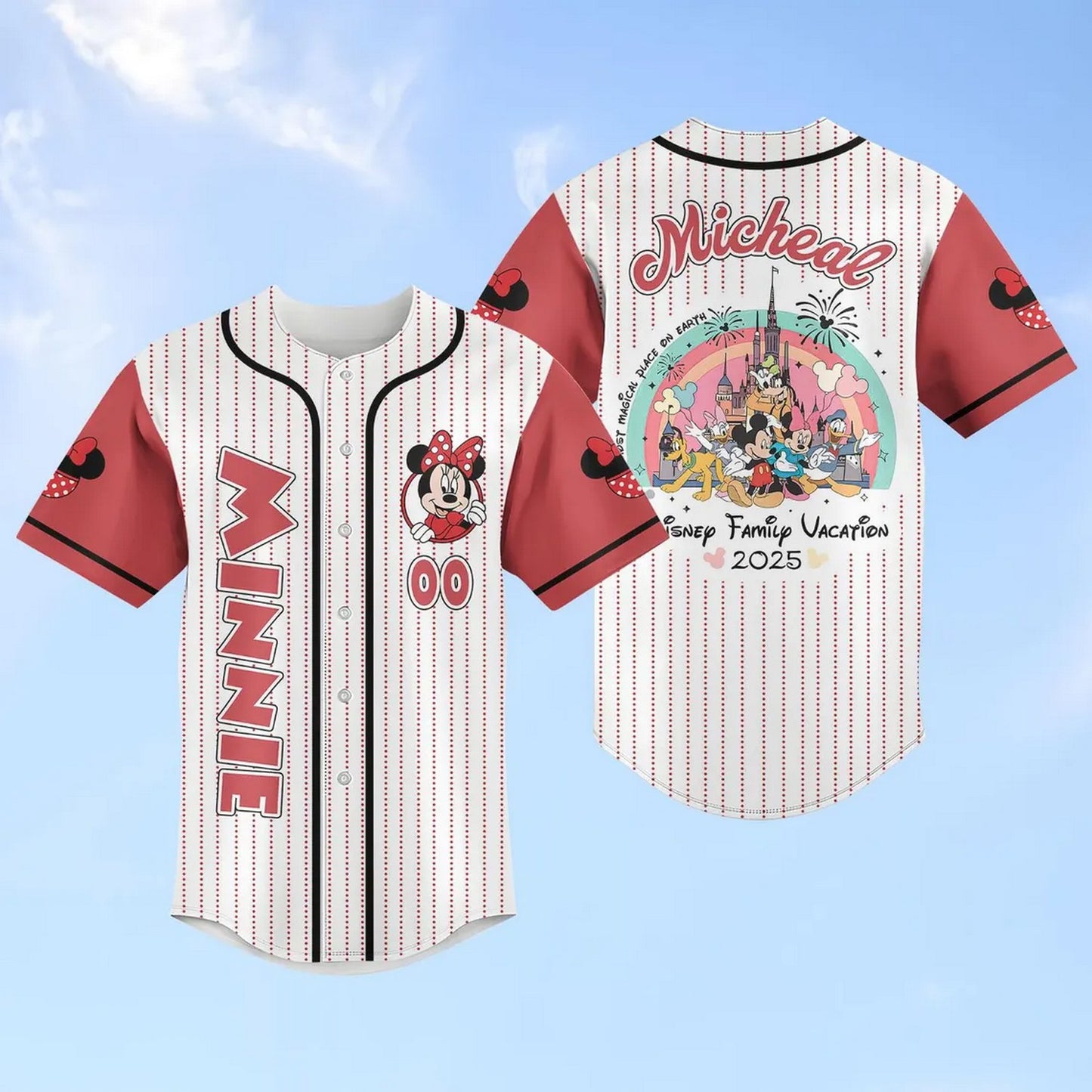 Custom Name Minnie Disney Family Vacation 2025 Baseball Jersey