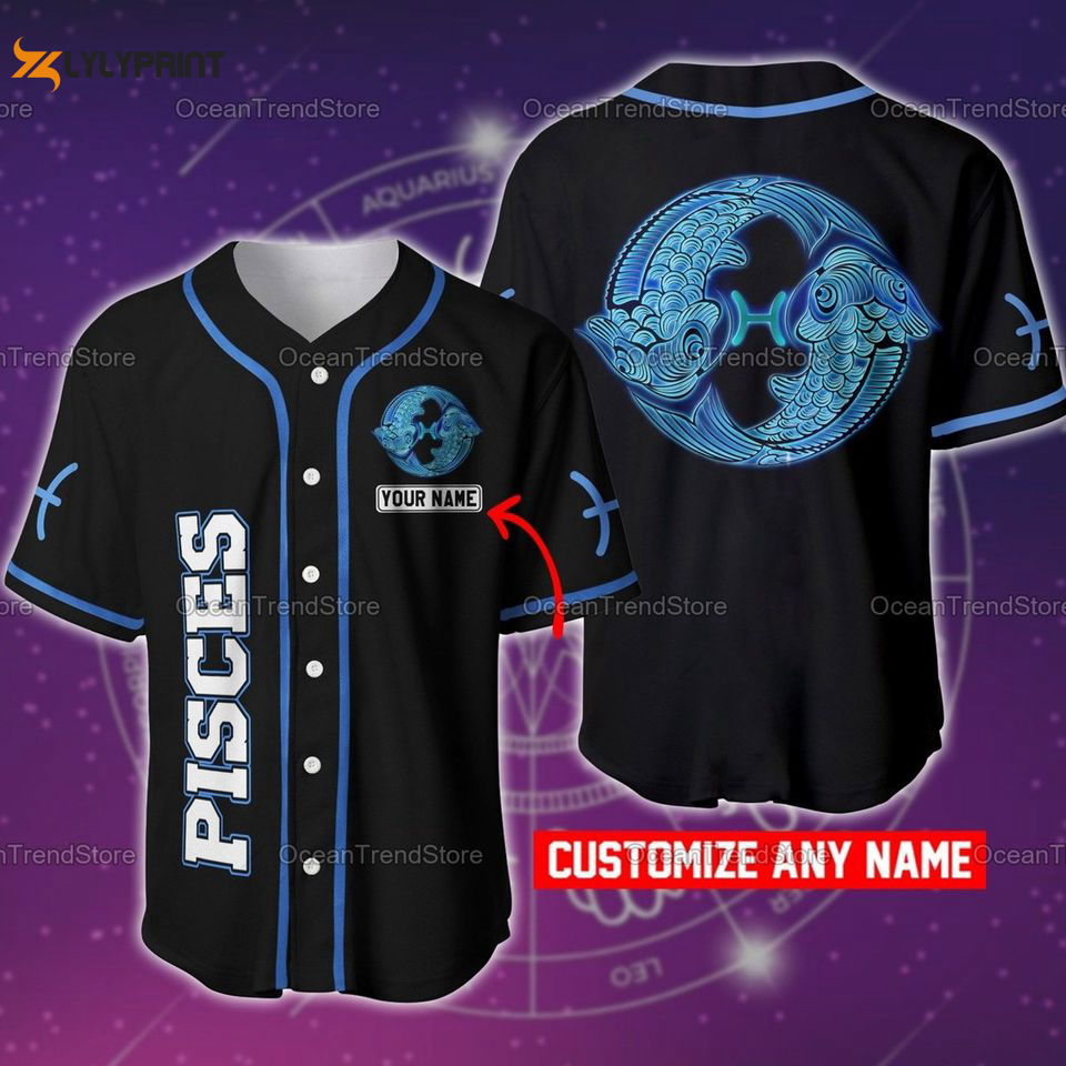 Custom Name Pisces Zodiac Baseball Jersey - lylyprint.com