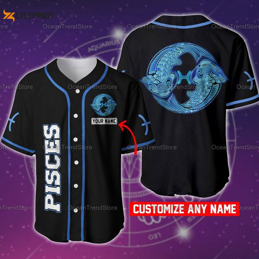 Custom Name Pisces Zodiac Baseball Jersey - lylyprint.com