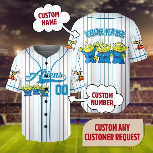 Custom Name Toy Story Alien Baseball Jersey