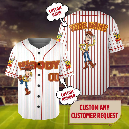 Custom Name Toy Story Woody Baseball Jersey