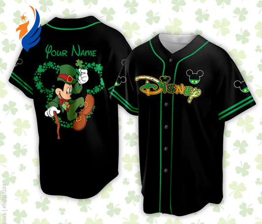 Personalized Disneyland Saint Patrick s Day Baseball Jersey: Custom Mickey St Patrick Trip Shirt for Baseball Lovers - Bafud
