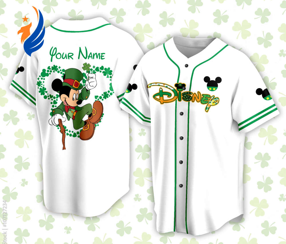 Personalized Mickey St Patrick s Day Disneyland Baseball Jersey - Perfect for Baseball Lovers & Family Vacation Trips - Bafud