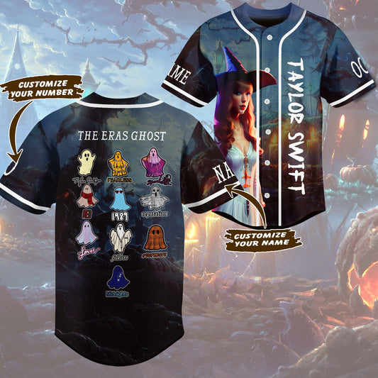 Custom The Eras Ghost Taylor Swift Music Baseball Jersey Halloween Edition