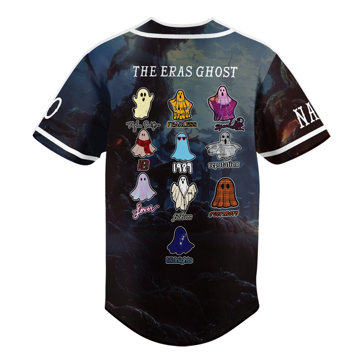 Custom The Eras Ghost Taylor Swift Music Baseball Jersey Halloween Edition
