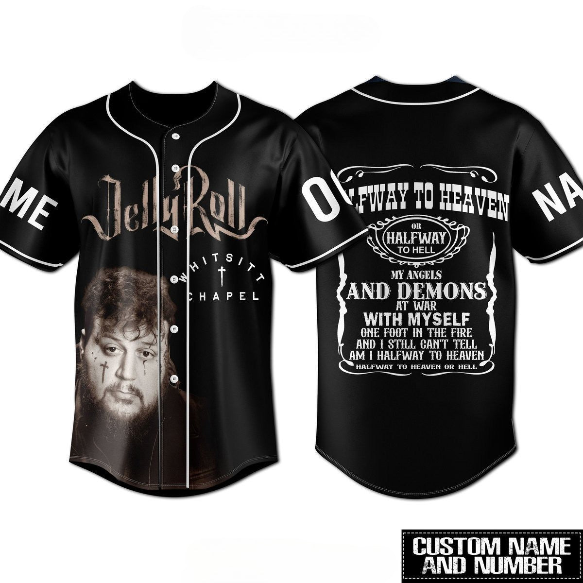 Customized Cool Jelly Roll Iconic Design Black Baseball Jersey