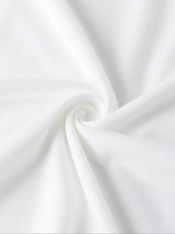 Women's Letter Print Drop Shoulder Tee, Summer Clothes Women,Â Casual Fashion Round Neck Half Sleeve T-Shirt for Daily Holiday Vacation Outdoor Wear, Women Tops for Summer