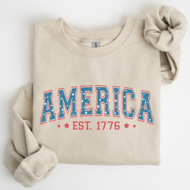 America, 1776, Patriotic, 4th of July Sweatshirt, Women's Crew Neck, Crewneck Casual Comfort Womenswear ComfortableÃ‚Â Graphic