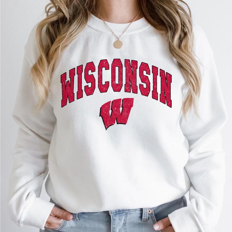 Wisconsin Badgers Vintage Football NCAA Trendy Sweatshirt, University of Wisconsin Unisex Football NCAA Shirt, Gift For Men, Gift For Girls, Crewneck, Cotton, Sweaters, Pullover