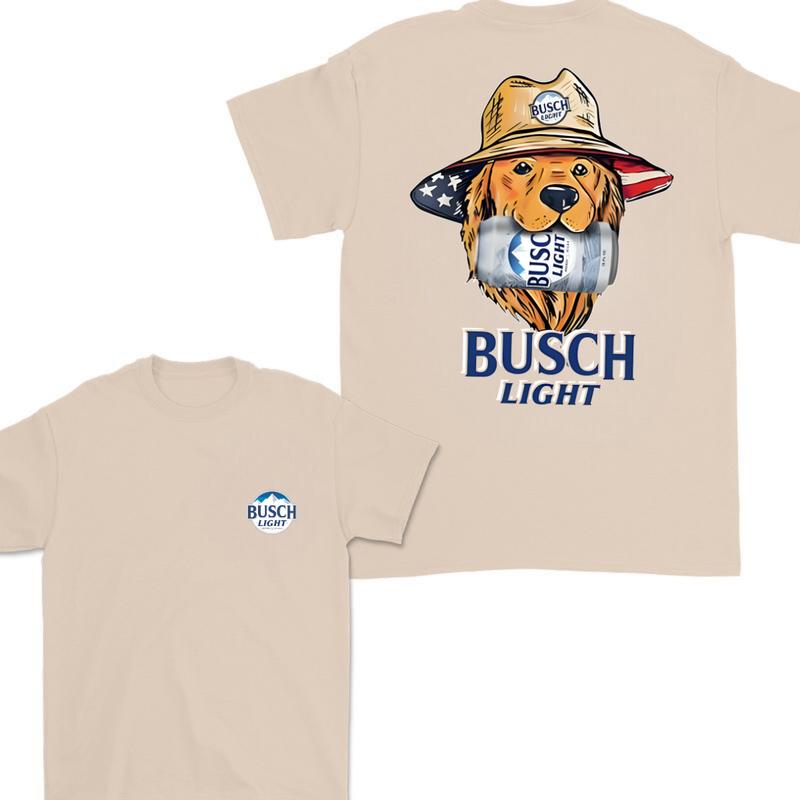 Busch Light Golden Dog Hunting 2 Sided T-shirt, Busch Light Hunting Dog Shirt For Men and Women, Unisex Outdoors Funny Beer Printed T-shirt