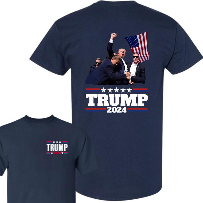 Trum Assassination Tee 2 Sides, Trum Shooting Tee, Support Trum Shirts, Trum 2024 Supporter Tee, They Missed, Trum Shirts 2024, Double Sided Graphic Printed Unisex - Classic Cotton Short Sleeve Top for Men - Man Menswear Underwear Tshirt