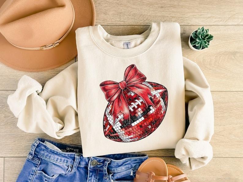 Coquette Football  Sweatshirt Tshirt, Football Bow Sweatshirt, Football Mom Sweatshirt, Football Tshirt, Game Day, Fall Football , Football Season , S